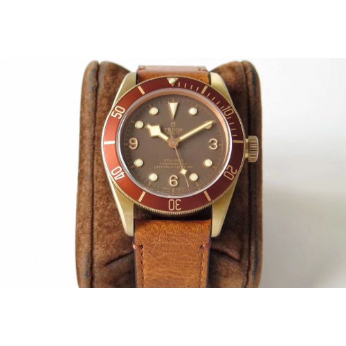 Tudor Heritage Black Bay Bronze XF 1:1 Best Edition on Brown Leather Strap A2824 V4 (Free Nato Strap)