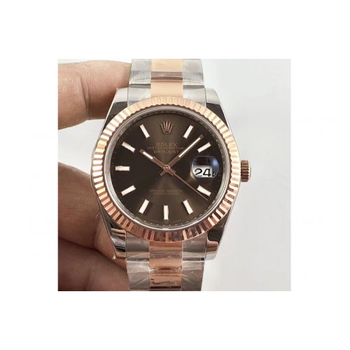 Rolex DateJust 41 126331 SS/RG ARF 1:1 Best Edition 904L Steel Brown Dial Stick Markers on Oyster Bracelet A2824 Rolex DateJust 41 126331 SS/RG ARF 1:1 Best Edition 904L Steel Brown Dial Stick Markers on Oyster Bracelet A2824