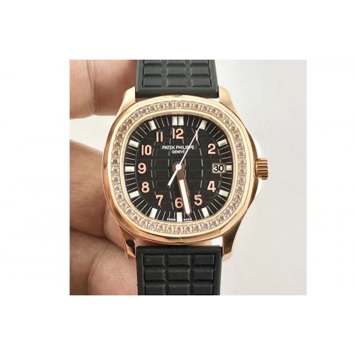 Patek Philippe Aquanaut 5067A PPF 1:1 Best Edition RG Black Textured Dial on Black Rubber Strap PP Cal.E23-250