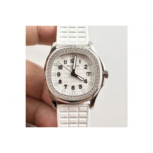 Patek Philippe Aquanaut 5067A PPF 1:1 Best Edition White Textured Dial on White Rubber Strap PP Cal.E23-250