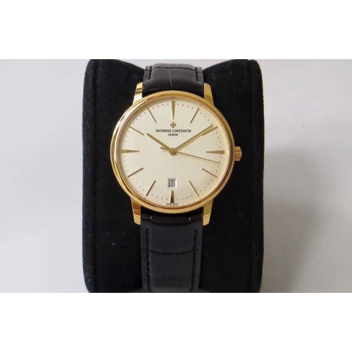 Vacheron Constantin Patrimony 85150 YG FK 1:1 Best Edition White dial on Black Leather Cal.2450SC