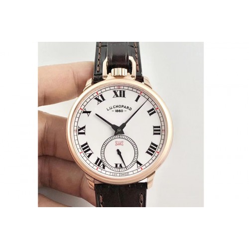 Chopard L.U.C 161923-1001 RG LUC Maker 1:1 Best Edition White Dial On Black Leather Strap L.U.C 06.01