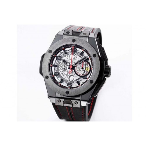 Hublot Big Bang Ferrari Ceramic F11 HBB V6 White Dial Gummy Strap HUB1288