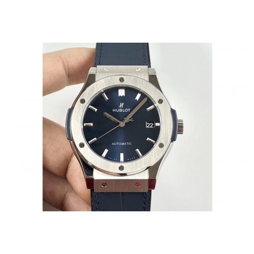 Hublot Classic Fusion 45mm Titanium WWF 1:1 Best Edition Blue Dial on Blue Gummy Strap A2892 Hublot Classic Fusion 45mm Titanium WWF 1:1 Best Edition Blue Dial on Blue Gummy Strap A2892