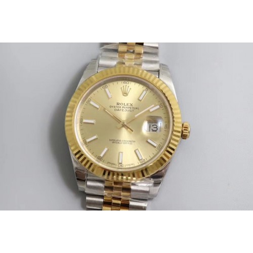 Rolex DateJust 41 126333 904L Yellow Gold DJ Best Edition YG Dial Stick Markers on SS/YG Jubilee Bracelet A2824 Rolex DateJust 41 126333 904L Yellow Gold DJ Best Edition YG Dial Stick Markers on SS/YG Jubilee Bracelet A2824