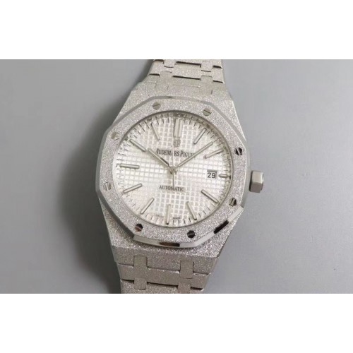Audemars Piguet Royal Oak Frosted Gold 41mm 15410BC SS TW Best Edition White Dial on SS Bracelet A3120