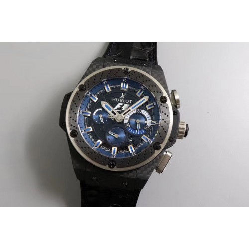 Hublot Big Bang King Power F1 Titanium Carbon/Ceramic V6F 1:1 Best Edition Blue Dial on Black Gummy Strap HUB4100