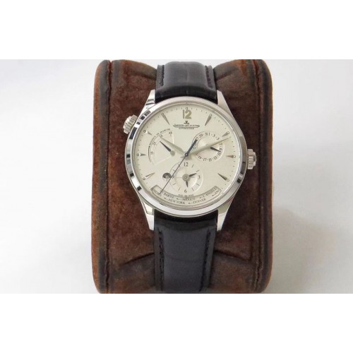 Jaeger-LeCoultre Master Geographic Real PRSS ZF 1:1 Black leather strap A 939 Best White Table Disk