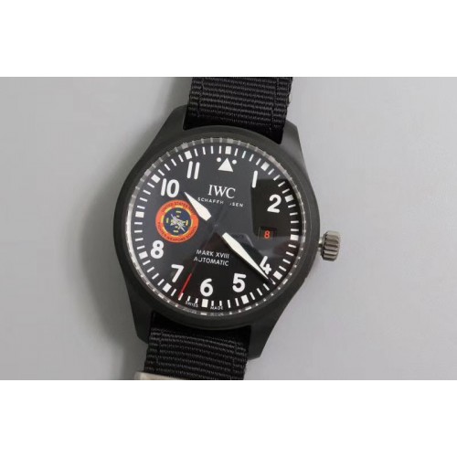 IWC Mark XVIII 'TOPGUN SFTI' Ceramic M+F Best Edition Black Dial on Black Nylon Strap A35111