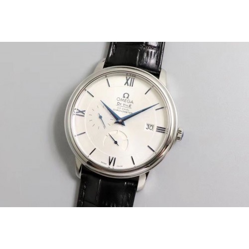 Omega De Ville Prestige Real PR SS ZF 1:1 Best Edition White Dial on Black Leather Strap MIYOTA 9015