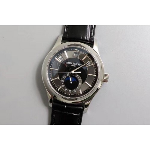 Patek Philippe Annual Calendar 5205G GRF Best Edition Gray Dial on Black Leather Strap A324