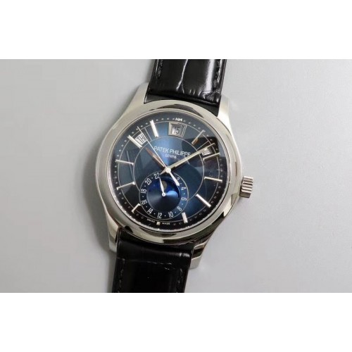 Patek Philippe Annual Calendar 5205G GRF Best Edition Blue Dial on Black Leather Strap A324