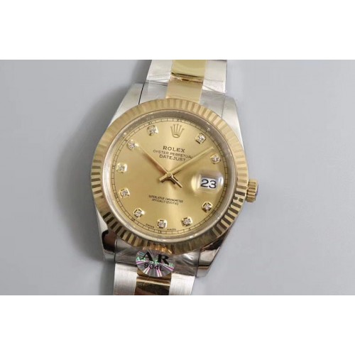 Rolex DateJust 41 126333 SS/YG ARF 1:1 Best Edition 904L Steel YG Diamonds Dial on Oyster Bracelet A2824 Rolex DateJust 41 126333 SS/YG ARF 1:1 Best Edition 904L Steel YG Diamonds Dial on Oyster Bracelet A2824