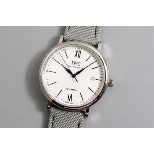 IWC Portofino Automatic Edition 150 Years IWS Best Edtion White Dial on Gray Nylon Strap A2892