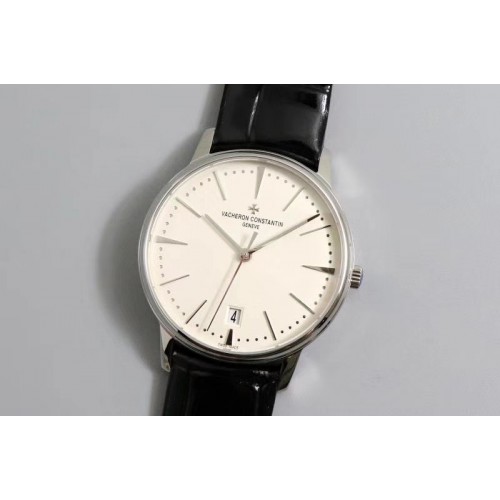 Vacheron Constantin Patrimony 84100U Ladies MKS Best Edtion SS/LE White Dial Black Leather Strap Cal.2450