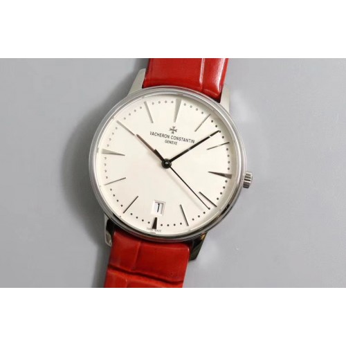 Vacheron Constantin Patrimony 84100U Ladies MKS Best Edtion SS/LE White Dial Red Leather Strap Cal.2450