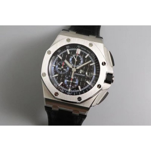 Audemars Piguet Royal Oak Offshore 44mm 26412PT SS JF 1:1 Best Edition Black/Blue Dial on Black Leather Strap A3126