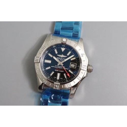 Breitling Avenger GMT SS GF 1:1 Best Edition Black Dial Stick Markers on SS Bracelet A2836