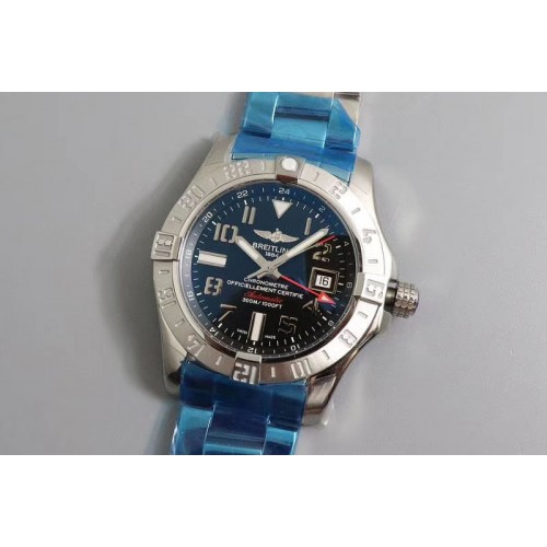 Breitling Avenger GMT SS GF 1:1 Best Edition Black Dial Numeral Markers on SS Bracelet A2836