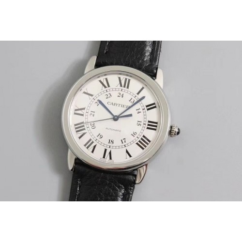 Ronde Solo De Cartier WSRN0021 36mm SS A8 Best Edtion White Dial on Black Crocodile Strap Cal.076
