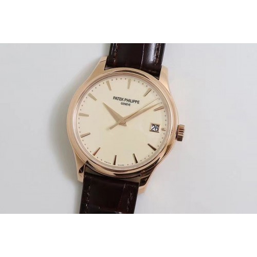 Patek Philippe Calatrava 5227R RG ZF 1:1 Best Edition White Dial on Brown Leather Strap A324CS