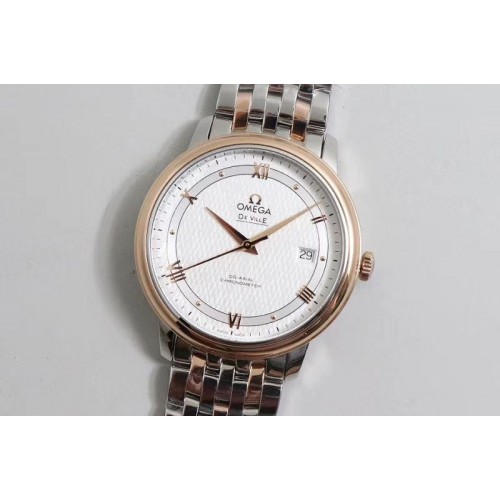 Omega De Ville SS/RG TWF 1:1 Best Edition White Dial RG Markers on SS/RG Bracelet A2824