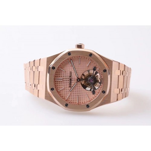 Audemars Piguet Royal Oak Tourbillon 26516PT R8F Best Edition RG Rose Gold Tapisserie Dial on RG Bracelet Cal.2924