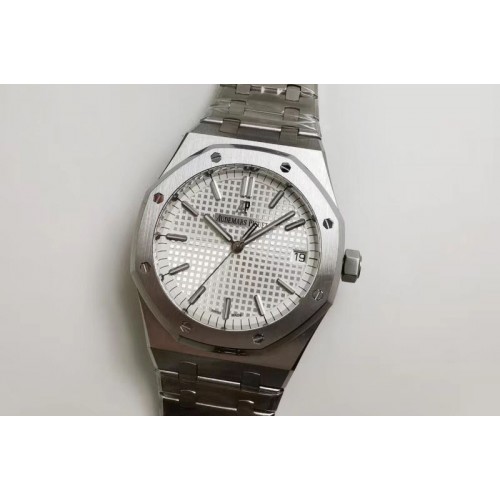 Audemars Piguet Royal Oak 41mm 15500 SS OMF Best Edition White Textured Dial on SS Bracelet MIYOTA 9015
