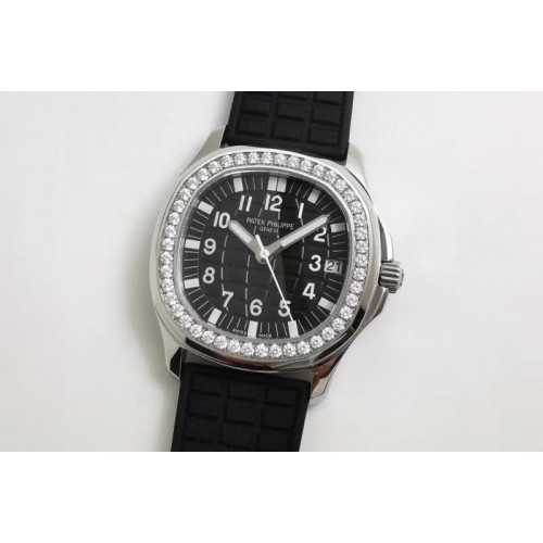 Patek Philippe Aquanaut 5068 SS PPF 1:1 Best Edition Black Textured Dial on Black Rubber Strap 324CS