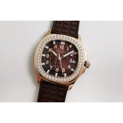 Patek Philippe Aquanaut 5068 RG PPF 1:1 Best Edition Brown Textured Dial on Brown Rubber Strap 324CS
