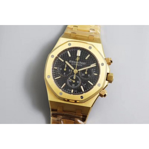 Audemars Piguet Royal Oak Chrono 26331ST YG OMF 1:1 Best Edition Black Dial on YG Bracelet Cal.2385