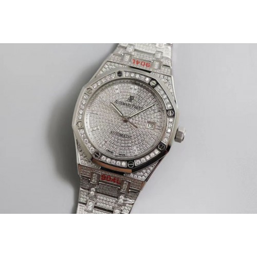 Audemars Piguet Royal Oak 41mm 15452 904L SS Full Paved Diamonds TZ 1:1 Best Edition Diamonds Dial on 904L/Diamond Strap A3120