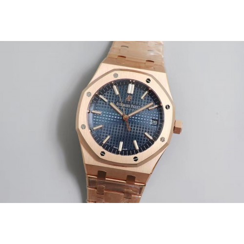 Audemars Piguet Royal Oak 41mm 15500 RG OMF 1:1 Best Edition Blue Textured Dial on RG Bracelet MIYOTA 9015