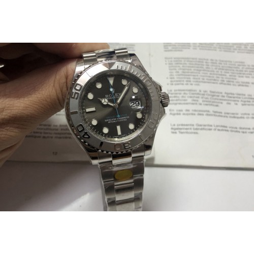 Rolex Yacht-Master 116622 1:1 Noob Best Edition 904L Steel Gray Dial Blue Hand on Bracelet SA3135