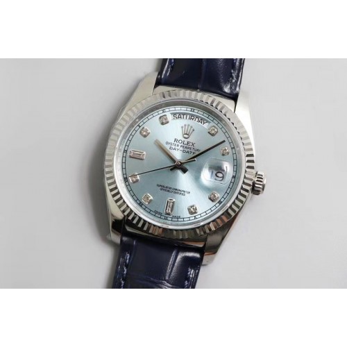 Rolex Day-date 36mm TR Best Edtion SS/LE Blue Dial Black Leather Strap A2836 Rolex Day-date 36mm TR Best Edtion SS/LE Blue Dial Black Leather Strap A2836