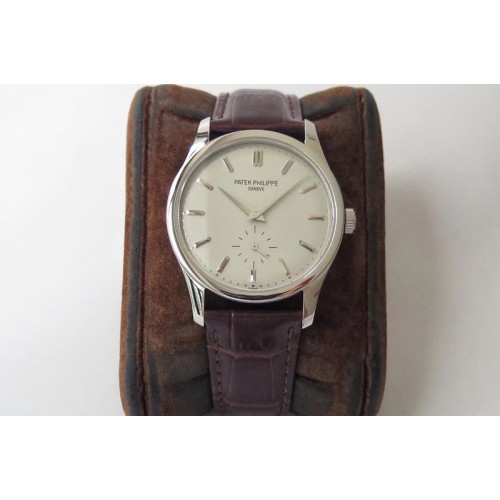 Patek Philippe Calatrava 5196 SS White Dial on Brown Leather Strap A23J