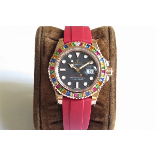 Rolex Yacht-Master 40 116695SATS Noob 1:1 Best Edition 904L Case on Red Rubber Strap (Free Extra Strap)