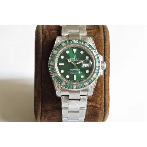 Rolex Submariner 116610 LV Green Diamonds Bezel Noob 1:1 Best Edition 904L SS Case and Bracelet SA3135