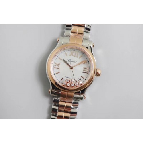 Chopard Happy Sport Diamond Automatic SS/RG 36mm YF Best Edtion White Mop Dial on SS Bracelet A2892
