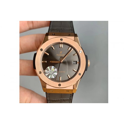 Hublot Classic Fusion 45mm RG WWF 1:1 Best Edition Gray Dial on Gray Gummy Strap A2892 Hublot Classic Fusion 45mm RG WWF 1:1 Best Edition Gray Dial on Gray Gummy Strap A2892