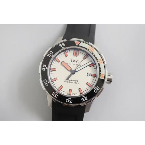 IWC Aquatimer SS IWS 1:1 Best Edition White Dial on Black Rubber Strap A2892
