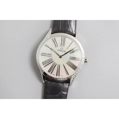 Ladies Omega De Ville Tresor Quartz 36mm WWF Best Edtion SS/LE White Dial Black Roman Marker