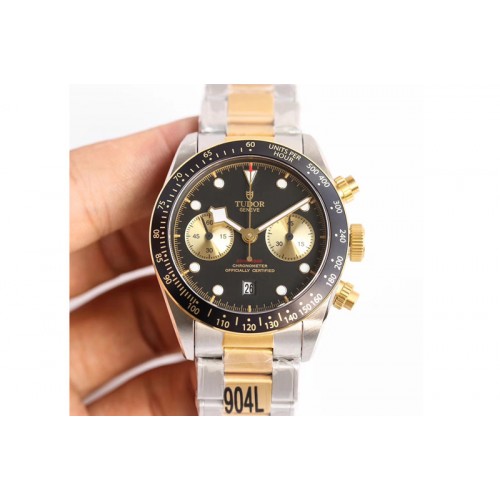 Tudor Heritage 79530 Rose Gold 904L  Black Bezel TW Best Edition Black Dial on SS/RG Bracelet A7750