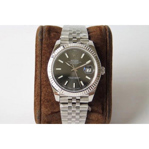 Rolex DateJust 41 126334 SS REF 1:1 Best Edition Gray Dial Stick Markers on Jubilee Bracelet A3235 Clone