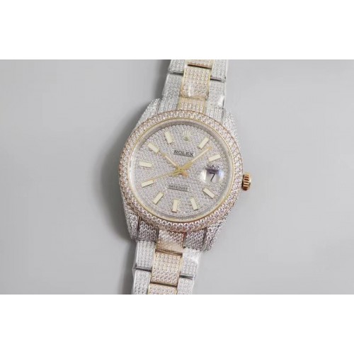 Rolex Datejust 40mm Full Diamonds Watch 904L 1:1 Best Edition SS/Yellow Gold A2824