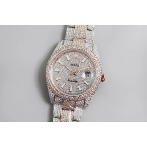 Rolex Datejust 40mm Full Diamonds Watch  904L 1:1 Best Edition SS/Rose Gold A2824
