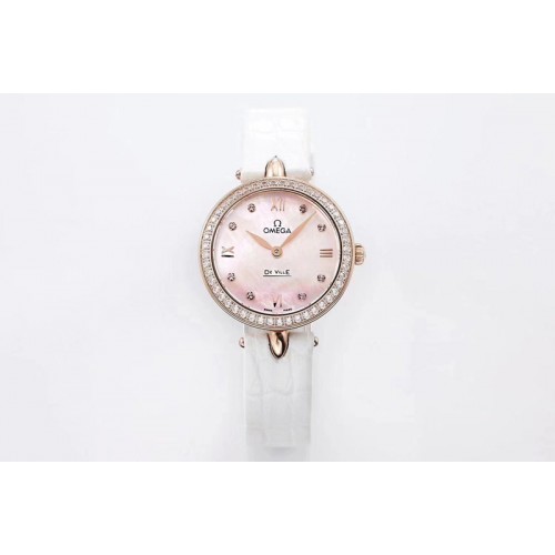 Omega De Ville Prestige Dewdrop 424.13.27.60.55.001 RG/LE Mop Pink Dial Swiss Quartz