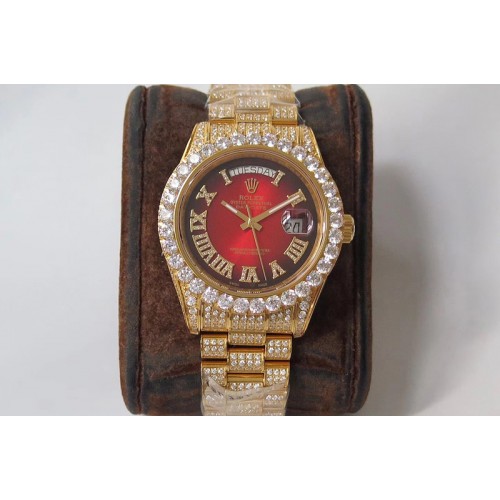 Rolex Day-date II 40mm 904L Rose Gold TW Best Edtion Big Diamond Bezel Red Dial Full Dimaond Case and Bracelet A2836 Rolex Day-date II 40mm 904L Rose Gold TW Best Edtion Big Diamond Bezel Red Dial Full Dimaond Case and Bracelet A2836