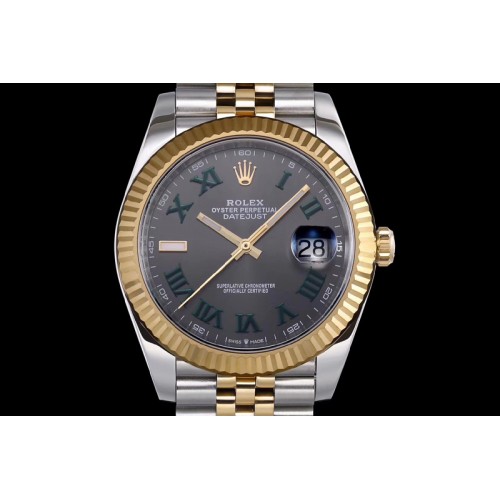 Rolex DateJust 41 SS/YG 126334 DJF Best Edition 904L Steel Gray Dial Roman Markers on SS/YG Jubilee Bracelet A2824 Rolex DateJust 41 SS/YG 126334 DJF Best Edition 904L Steel Gray Dial Roman Markers on SS/YG Jubilee Bracelet A2824