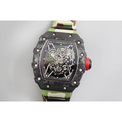 Richard Mille RM035-02 KVF Best Edition Skeleton Dial Red on Green Camouflage Rubber Strap MIYOTA8215 V3